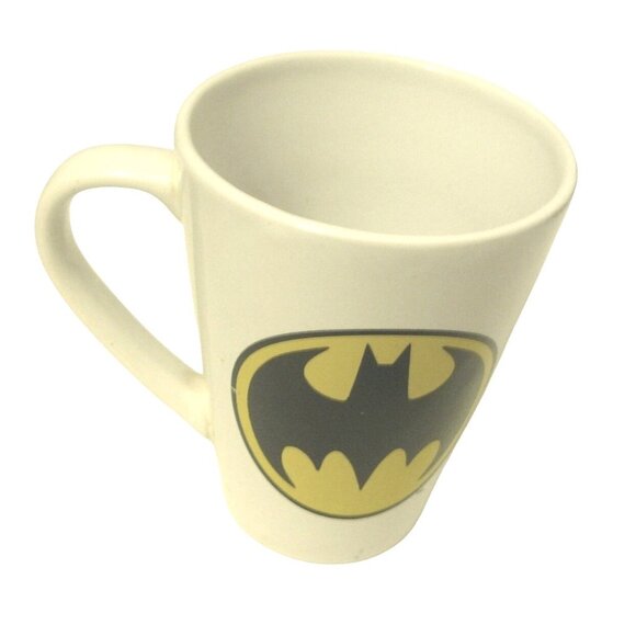 Batman Ceramic Coffee Tea Mug Cup 12 Oz DC Comics WB Retro Logo White Yellow Blk - Picture 3 of 5